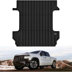 LASFIT Bed Mat Fit for Chevrolet Silverado | GMC Sierra 1500 (5.8FT, 69.92" Bed) 2024 2023 2022 2020 2019 Car Bed Floor Liner, All Weather Heavy Duty TPE Truck Bed Mat - 1PC Black