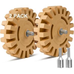 4 Pack 3.5 inch Eraser Wheel Decal Remover Eraser Wheel Adhesive Remover with Adapter Rubber Eraser Wheel for Drill Removes Car Decal Vinyl Tape Graphics Pinstripe Sticker Remover