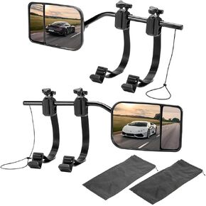 Universal Clip on Towing Mirrors Extensions for Towing, 360 Degree Adjustable Rotation Side Mirror Extenders for Towing, Convex Rearview Mirror, Tow Mirrors for Car Truck Trailer RV SUV, 2 Pack