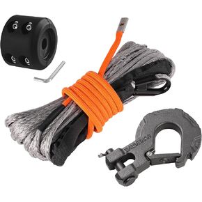 Ucreative 1/4 Inch x 50 Feet Synthetic Winch Rope 10,000LBs Line Cable with Upgraded Hook and Stopper for ATV UTV