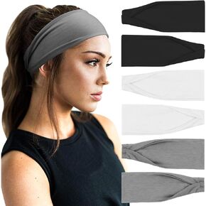 DRESHOW Yoga Sports Headbands for Women Elastic Non-Slip Headbands Workout Running Hair Bands 6 Pack