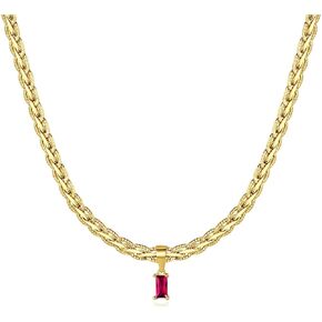 GOGOEY 18K Gold Filled Vintage Choker Necklaces for Women Waterproof Gold Choker Necklace Anti Tarnish Gemstone Zircon Rectangle Pendant Necklace