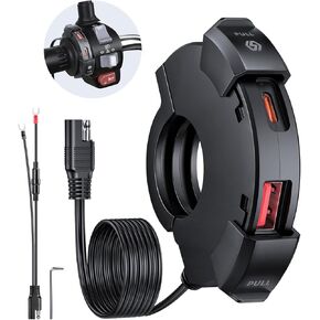 EXTRACTME Motorcycle Phone Charger, Ultra-narrow Dual USB Type C 30W PD & Quick Charge 3.0 Motorcycle USB Charger, Waterproof ATV/Motorcycle USB Port for Phone, Tablet, GPS (Only 0.5 inch Wide)