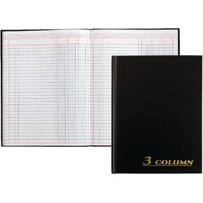 Adams Account Book, 7 x 9.25 Inches, Black, 3-Columns, 80 Pages (ARB8003M)
