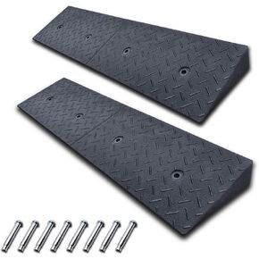 2 Pack 2'' Rise Rubber Curb Ramp Heavy Duty Loading Rubber Curb Ramps，Suitable for Cars, Bicycles, Motorcycles, Wheelchairs, Lawn Mowers, Mobile Pets (39.4 x 9.8 x 2 Inch)