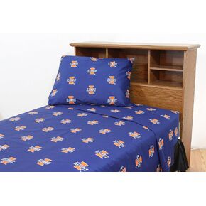 College Covers Everything Comfy Illinois Fighting Illini Twin Sized 3 Piece Sheet Set, Team Color Background, 1 Flat Sheet, 1 Fitted Sheet, 1 Pillowcase