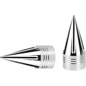 TDZ Front Axle Nut Covers 3.6" Inch Spike Front Axle Nut Covers Caps for Harley Touring Street Glide Fat Boy Road King Electra Glide Tri Glide Dyna，Chrome