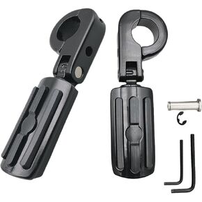 Motorcycle Road Pegs,Highway Footrest Mounting P-Clamps w/Crash Bars Foot Pedal Bracket Clamp Compatible for Harley Touring Softail Dyna Sportster Honda Kawasaki Suzuki Yamaha Indian
