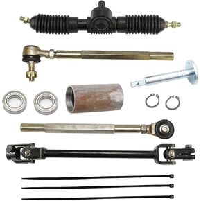 PRO BAT 320mm/12.6'' Steel Adjustable Steering Rack Power Steering Shaft Tie Rod Rack Kit For 110cc 125cc 150cc Go Cart Golf Buggy UTV, Black