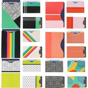 LotFancy RFID Blocking Sleeves (19 Pack, 14 Credit Card Protectors + 5 Passport Sleeves) for Identity Theft Protection, RFID Sleeves with Bright Color, Smart Slim Design fits Wallet/Purse