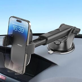 APPS2Car 3-in-1 Suction Cup Phone Mount, Windshield/Dashboard/Air Vent Suction Car Phone Holder Mount with Sticky Gel Pad, Compatible with iPhone, Samsung, All Cellphone, Thick Case Friendly