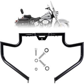 Gloss Black Crash Bar Engine Guard Highway Bar for Harley Softail Fat boy Fat Bob Heritage Low Rider Breakout Street Bob Deluxe Models 2018-2023 (Except FXDRS) (Ordinary Style)