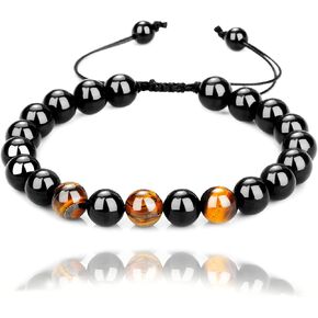 NA Mens Bracelet Tiger Eye Bracelets Men Women Adjustable braided Protection Crystal Beaded Black Onyx Bracelet