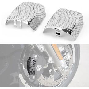 PSLER Caliper Brake Covers for Touring - Front Caliper Screen Inserted Guards for Touring Road King Electra Street Glide FLHT FLHX & V-Rod Models,Chrome
