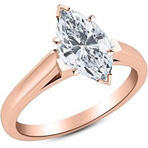0.37 Ct Marquise Cut Cathedral Solitaire Diamond Engagement Ring 14K White Gold (G Color SI1 Clarity)