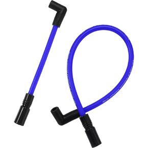 Motoforti Spark Plug Wire Kit, for Harley-Davidson Dyna 2000-2017, Rubber, Blue, 2 Pcs