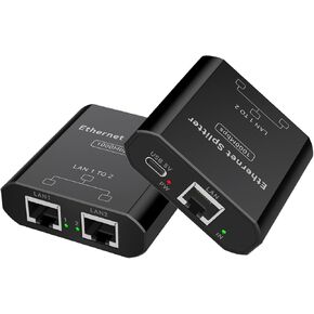 Ethernet Splitter 1 in to 2 Out High Speed，1000Mbps Dual Port RJ45 Network Cable Splitter，Support Two Devices Working Simultaneously，Gigabit Either LAN Internet Splitter Adapter for Cat5/5e/6/7/8