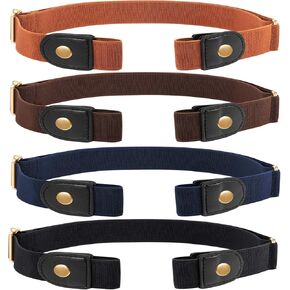 4 Pieces No Buckle Stretch Belt Buckless Belt Invisible Elastic Belt Unisex for Jeans Pants (Color 3)
