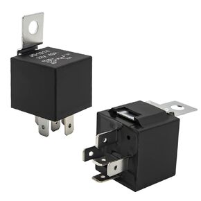 12V/40A SPDT Standard Auto Relay 5 pin Car Heavy Duty Switches & Starters, Used for Motor Automobile, Replaces Type: JD-1914(2pcs) with Black Waterproof Relay Socket Transparent Case