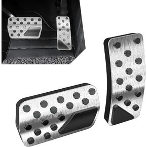 2 PCS Car Accelerator Brake Pedal Kit, Alloy Punch-Free Wear-Resistant Anti-Slip Decorative Modification Pedal Cover, Replacement Accessories, Compatible with Jeep Grand Cherokee (Silver)