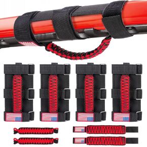 Interior Accessories with Roll Bar Grab Handles, Door Limiting Straps and Backseat Grip Handles, for 1955-2023 Jeep Wrangler YJ，TJ，JK，JL，JLU，JKU，Gladiator JT