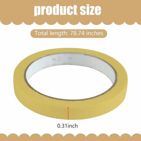Pack-2 Automotive Refinish Masking Tape, 0.3In x 65.6Ft Car Vehicles Body Paint Tape, Universal Car Replacement Accessories, for Most Cars, Trucks and Vans (Yellow) in Kuwait