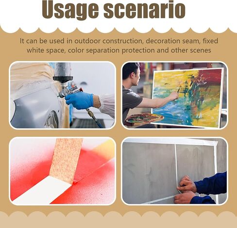 Pack-2 Automotive Refinish Masking Tape, 0.3In x 65.6Ft Car Vehicles Body Paint Tape, Universal Car Replacement Accessories, for Most Cars, Trucks and Vans (Yellow) in Kuwait