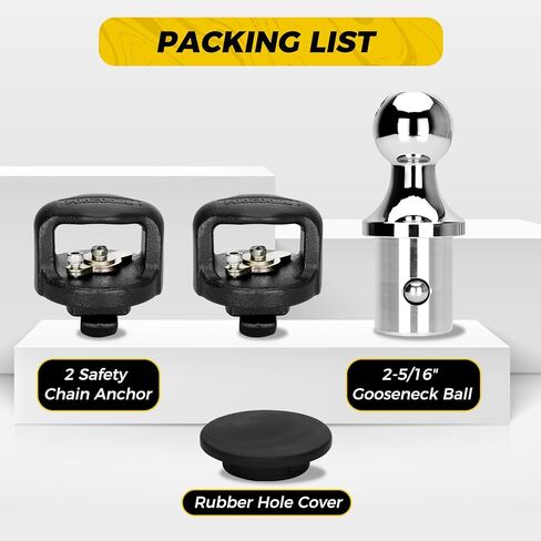 30137 مجموعة كرة وصلة عنق الإوزة بنظام Puck، كرة معقوفة 2-5/16 بوصة ومرساة سلسلة أمان، تناسب Ford F-250/F-350/F-450 Super Duty، شاحنات Nissan Titan XD، 30,000 رطل GTW / 7,500 رطل VTW in Kuwait