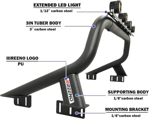 Roll Bar Sport Bar Chase Racks (Simple Style) Fit for Mid Size Pickup Truck Compatible with(Toyota Tacoma, Ford Ranger, Colorado, Canyon, Nissan Frontier) /Light Mount/No Drilling in Kuwait