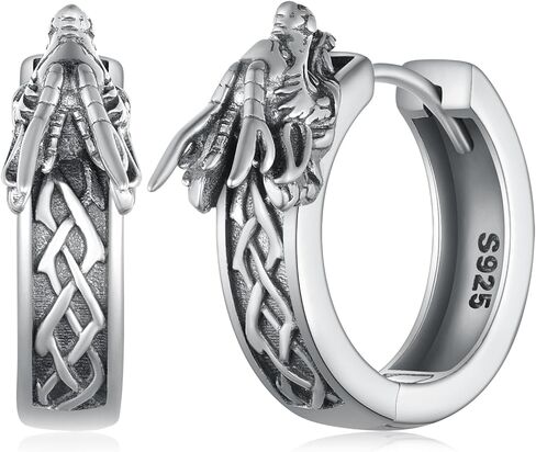 Viking Hoop Earrings 925 Sterling Silver Norse Viking Runes Earrings for Men Women Vintage Viking Jewelry Gifts in Saudi Arabia