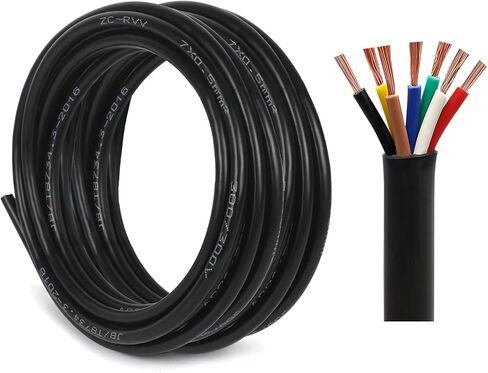 20AWG 7 Conductor Electrical Wire, 16.4FT 7 Way Heavy Duty Trailer Wire 7 Core Extension Cable PVC Stranded Oxygen Free Copper for RV Trailer Automotive in Kuwait
