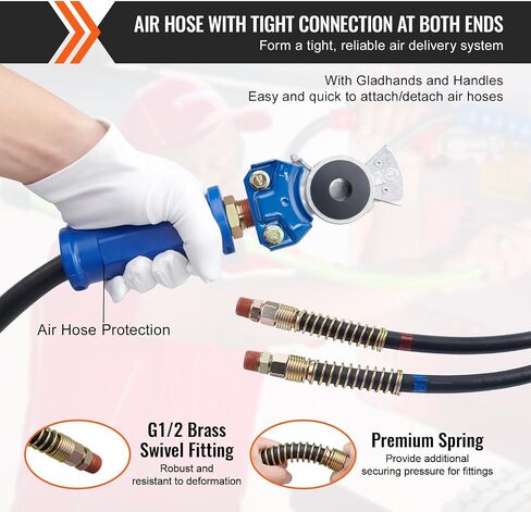VEVOR 12FT Semi Truck Air Lines Kit with 2PCS Glad Hands, 3-in-1 Air Hoses & 7 Way ABS Electric Power Line, with 2PCS Gladhand Handles, 4PCS Seals and Tender Spring Kit for Semi Truck Trailer Tractor in Saudi Arabia
