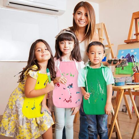 KUUQA 16/24/30/36/40Pcs Kids Apron Painting Aprons for Kids, Kids Paint Apron Art Smock for Classroom Painting Party Supplies in Kuwait
