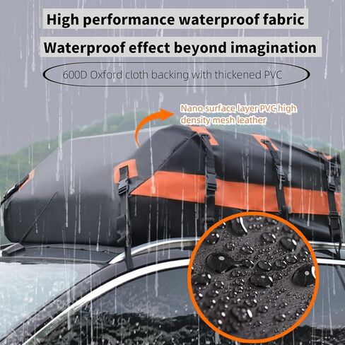 OSWIN roof Luggage Bag Waterproof 20 Cubic feet, Suitable for All Cars with/Without Luggage Racks, Anti Slip pad, 8 Reinforcement Straps, 6 Door Hooks. in Kuwait