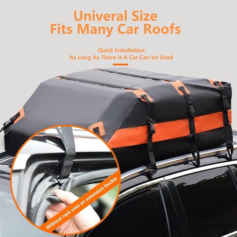 OSWIN roof Luggage Bag Waterproof 20 Cubic feet, Suitable for All Cars with/Without Luggage Racks, Anti Slip pad, 8 Reinforcement Straps, 6 Door Hooks. in Kuwait