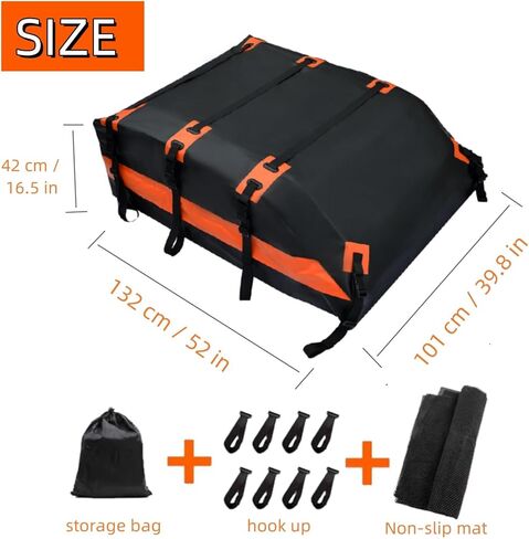 OSWIN roof Luggage Bag Waterproof 20 Cubic feet, Suitable for All Cars with/Without Luggage Racks, Anti Slip pad, 8 Reinforcement Straps, 6 Door Hooks. in Kuwait