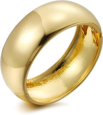GREICHFAN Gold Polished Chunky Twisted Hinged Waterdrop Bangle Bracelet for Women Spiraled Oval Bangle Bracelet in Kuwait