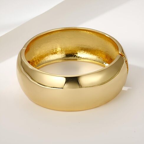 GREICHFAN Gold Polished Chunky Twisted Hinged Waterdrop Bangle Bracelet for Women Spiraled Oval Bangle Bracelet in Kuwait