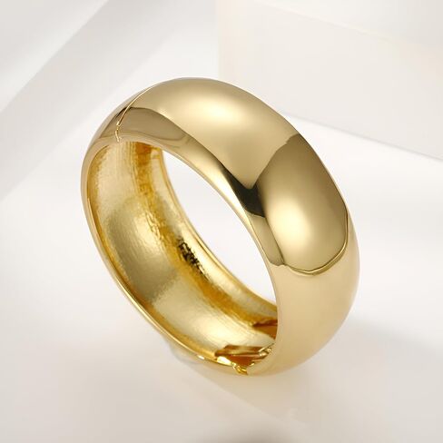 GREICHFAN Gold Polished Chunky Twisted Hinged Waterdrop Bangle Bracelet for Women Spiraled Oval Bangle Bracelet in Kuwait