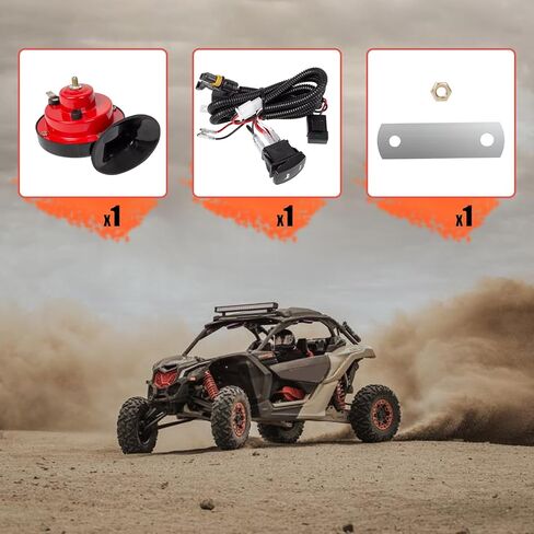RANSOTO 12V Universal UTV Horn Kit With Rocker Switch Compatible with Polaris RZR Ranger General, Kawasaki Teryx, Can Am, Arctic Cat Wildcat, Yamaha Rhino in Saudi Arabia