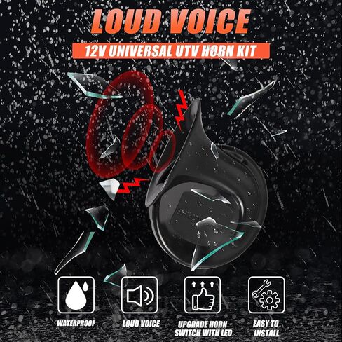 RANSOTO 12V Universal UTV Horn Kit With Rocker Switch Compatible with Polaris RZR Ranger General, Kawasaki Teryx, Can Am, Arctic Cat Wildcat, Yamaha Rhino in Saudi Arabia