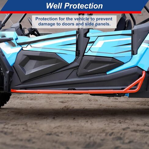 ELITEWILL RZR XP 4 1000 Rock Sliders Nerf Bars برتقالية شديدة التحمل بخطوات جانبية على شكل شجرة متوافقة مع 2014-2023 Polaris RZR XP4 1000 / RZR 4 900/4 Turbo UTV الملحقات - 4 مقاعد in Kuwait