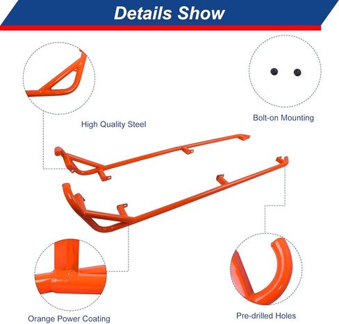 ELITEWILL RZR XP 4 1000 Rock Sliders Nerf Bars برتقالية شديدة التحمل بخطوات جانبية على شكل شجرة متوافقة مع 2014-2023 Polaris RZR XP4 1000 / RZR 4 900/4 Turbo UTV الملحقات - 4 مقاعد in Kuwait