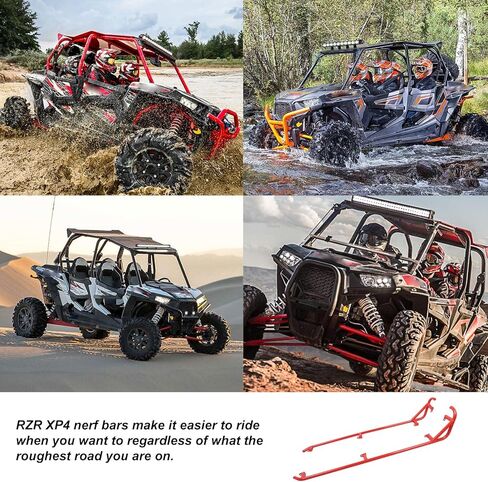 ELITEWILL RZR XP 4 1000 Rock Sliders Nerf Bars برتقالية شديدة التحمل بخطوات جانبية على شكل شجرة متوافقة مع 2014-2023 Polaris RZR XP4 1000 / RZR 4 900/4 Turbo UTV الملحقات - 4 مقاعد in Kuwait