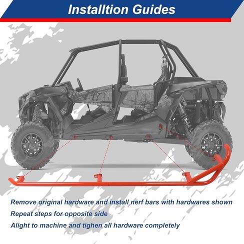 ELITEWILL RZR XP 4 1000 Rock Sliders Nerf Bars برتقالية شديدة التحمل بخطوات جانبية على شكل شجرة متوافقة مع 2014-2023 Polaris RZR XP4 1000 / RZR 4 900/4 Turbo UTV الملحقات - 4 مقاعد in Kuwait