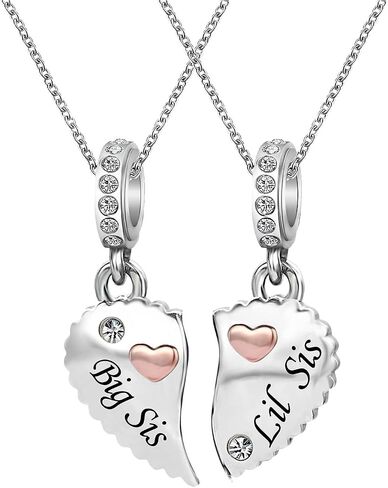 KunBead Mother Daughter Matching Love Gold Heart Necklace Set for 2 Moon and Star Pendant Jewelry Necklace for Mom in Kuwait