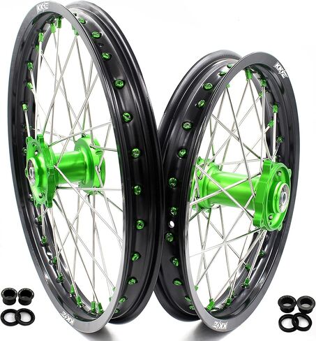إطارات عجلات دراجة نارية للأطفال KKE 19/16 متوافقة مع KAWASAKI KX80 KX85 2001-2024 KX100 Green Hub/Nipple in Kuwait