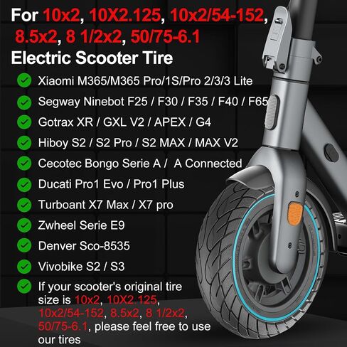BANGTING 2PCS 10x2.125 inches Solid Tires for Electric Scooter, 50/75-6.1 Tire for Gotrax GXL V2 / XR/APEX, 8.5x2 inches Tire for Xiaomi Pro 2 / M365 / 1S and 8 1/2 x2 Tire Replacement (Black) in Saudi Arabia