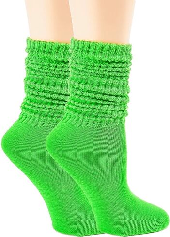 Lightweight Soft Cotton Slouch Scrunch Socks Size 9-11 - Fits Teen, Girl, Womens Shoe Size 6-9, 2 Pack in Saudi Arabia