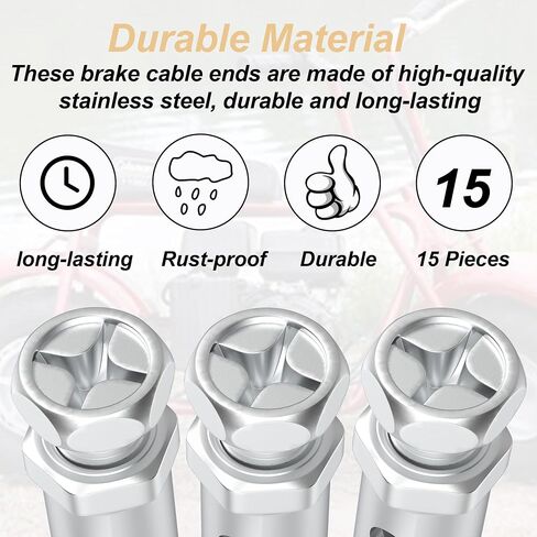 15Pcs Universal 1/8" Throttle Brake Cable Ends, Go Kart Throttle Cable Stops Locks, Bicycle Brake Cable Crimp Ends for Motorcycles Bike Lawn Mowers Tractors Scooters in Kuwait